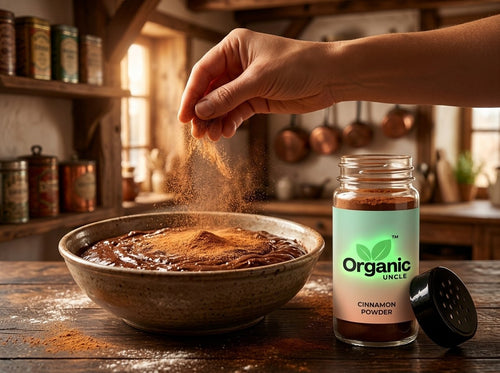 Cinnamon powder being sprinkled
